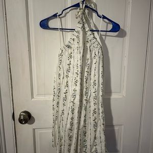 Reformation white floral dress with neck tie